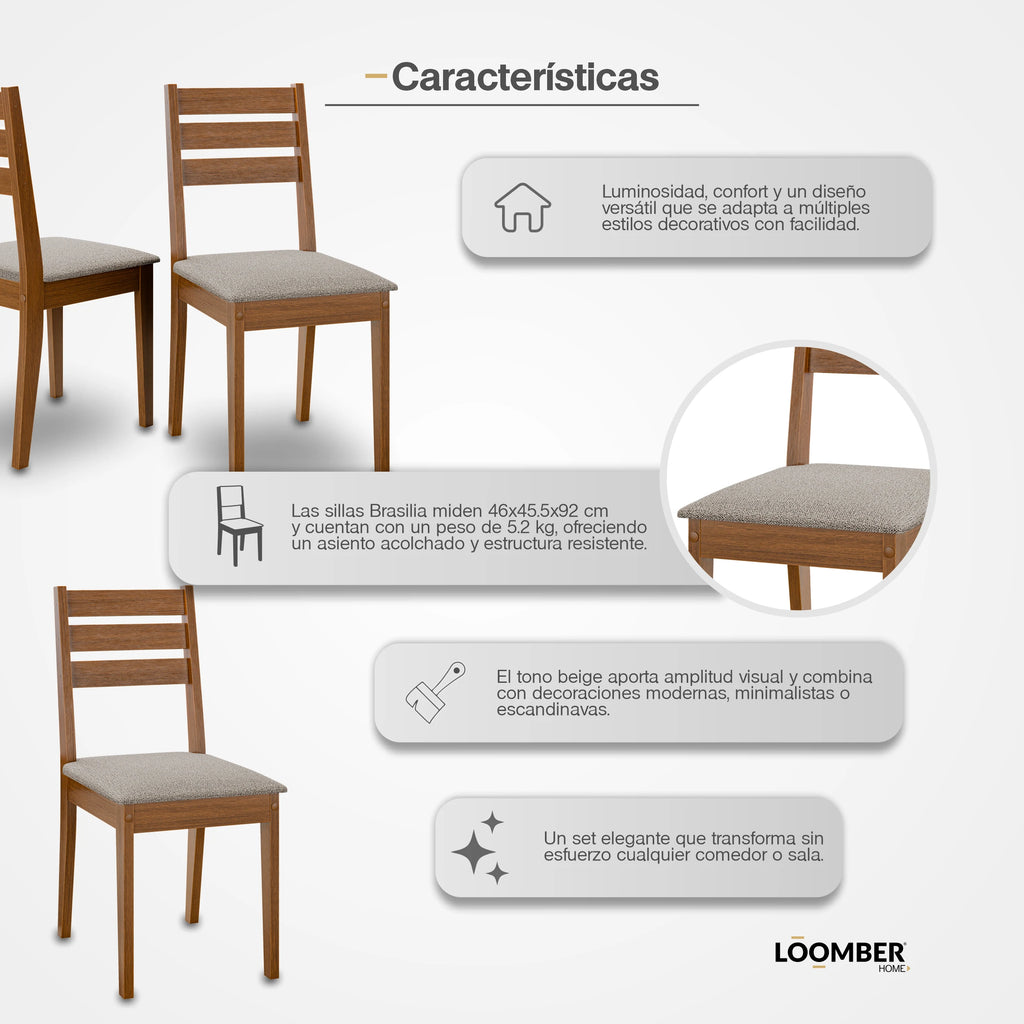 Sillas Brasilia Café 2 Piezas Loomber