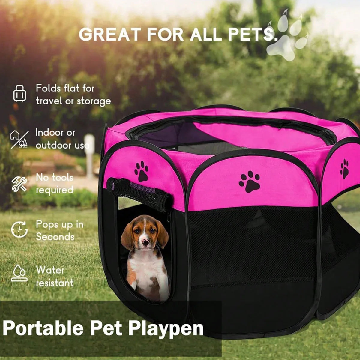 Plegable Duradero Y Portátil Lona De Oxford Valla De La Sala De Partos Para Mascotas Nido De Gato De Jaula De Perro Octogonal