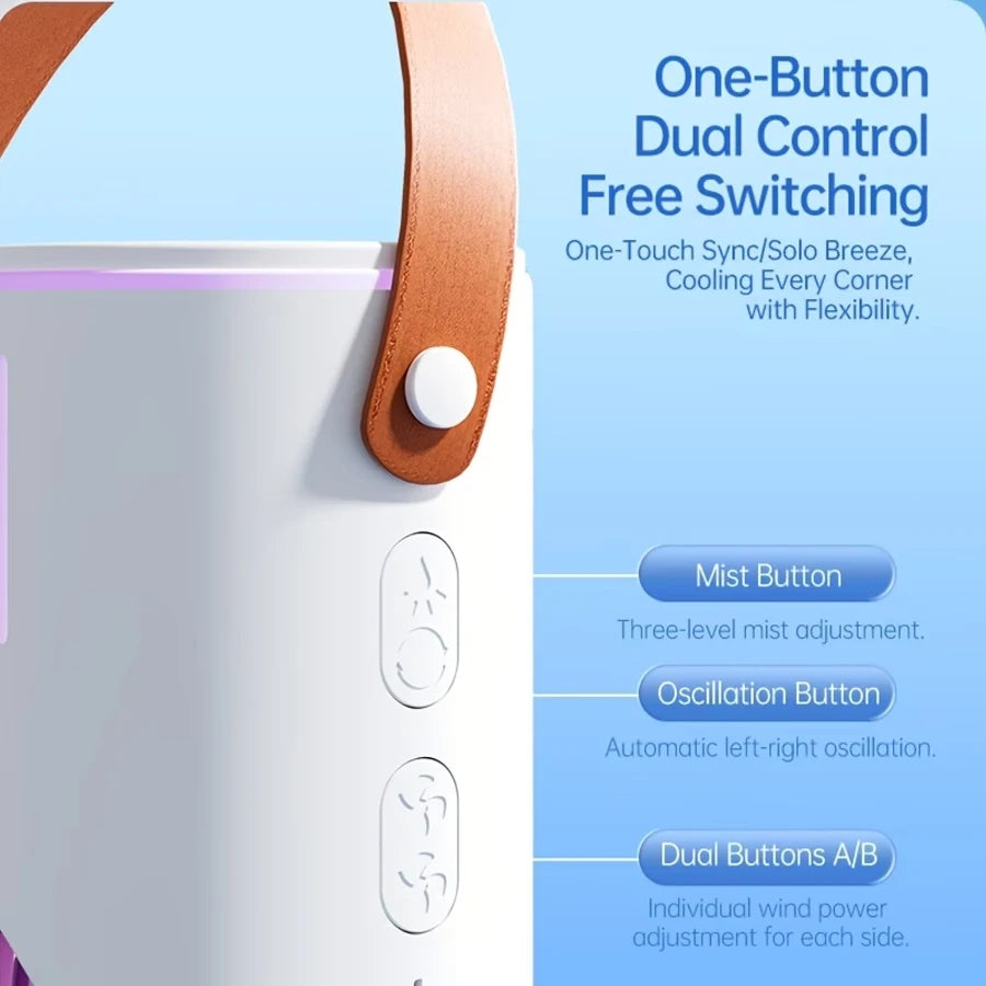 ¡Tecnología de enfriamiento en 3 segundos! Aire acondicionado y humidificador portátil USB de 6 velocidades - Ultrasilencioso 25dB, temporizador de 6H para hogar/oficina/residencia universitaria | Enfriamiento instantá