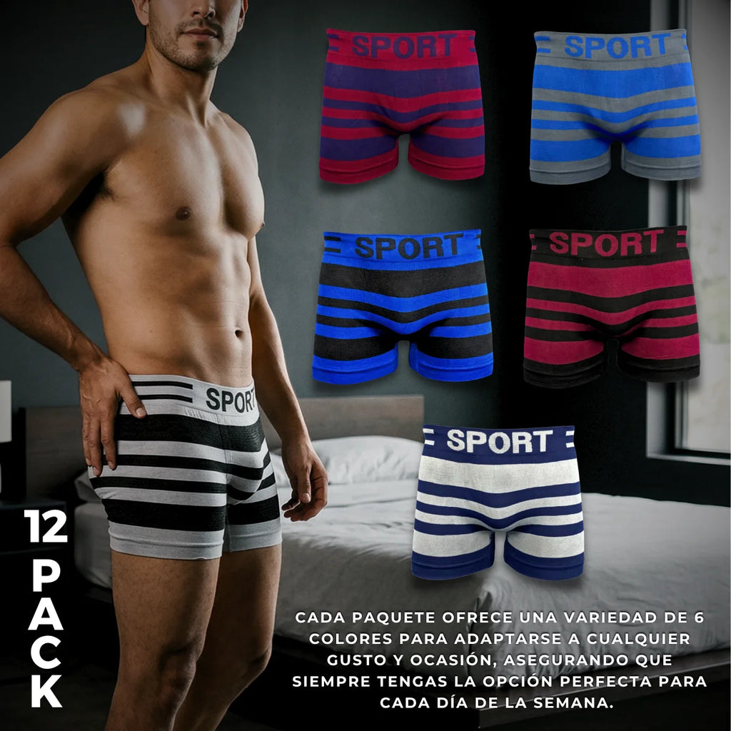 12 Piezas Boxer Caballero Mayoreo Tela Suave Cómodos y Ajustables Económicos Ligeros Diferentes Modelos