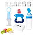 3 Pc Chupón Alimentador Fruta Y Biberón Cuchara Para Papilla Azul LAB.G