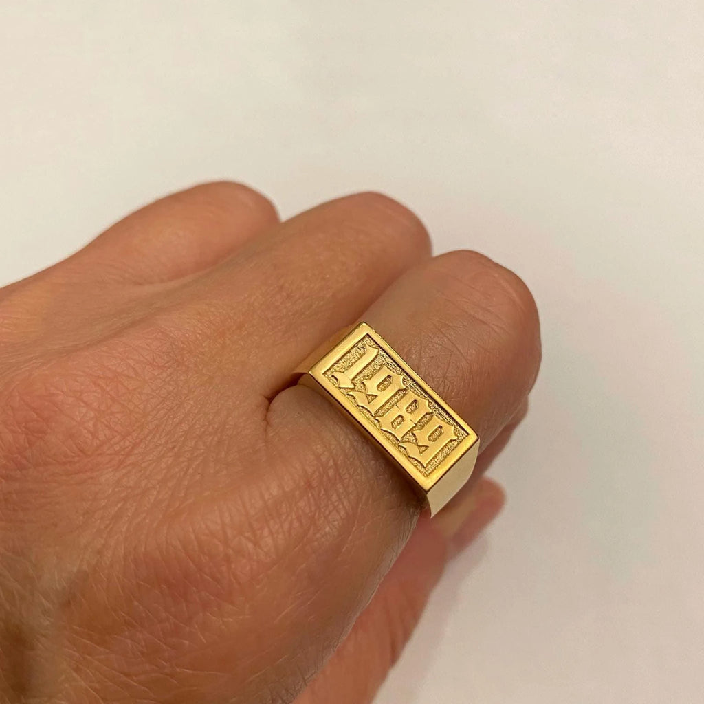 Anillo de bodas 3D personalizado para parejas Personalizar Anillo 3D de acero inoxidable chapado en oro de 18 quilates Regalos personalizados para el día del padre de cumpleaños