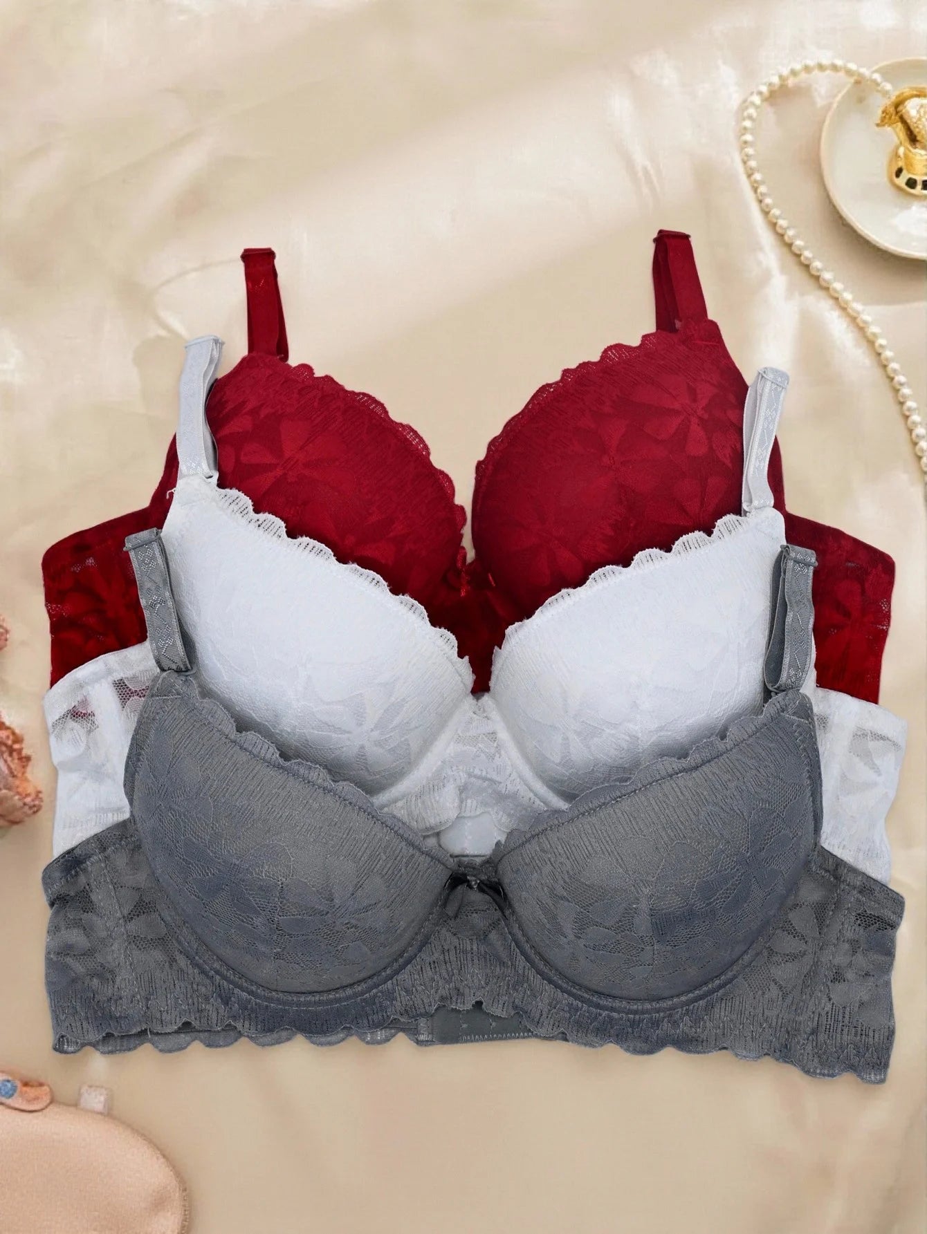 BR6022B Sujetador estampado (3 piezas) Copa B push up