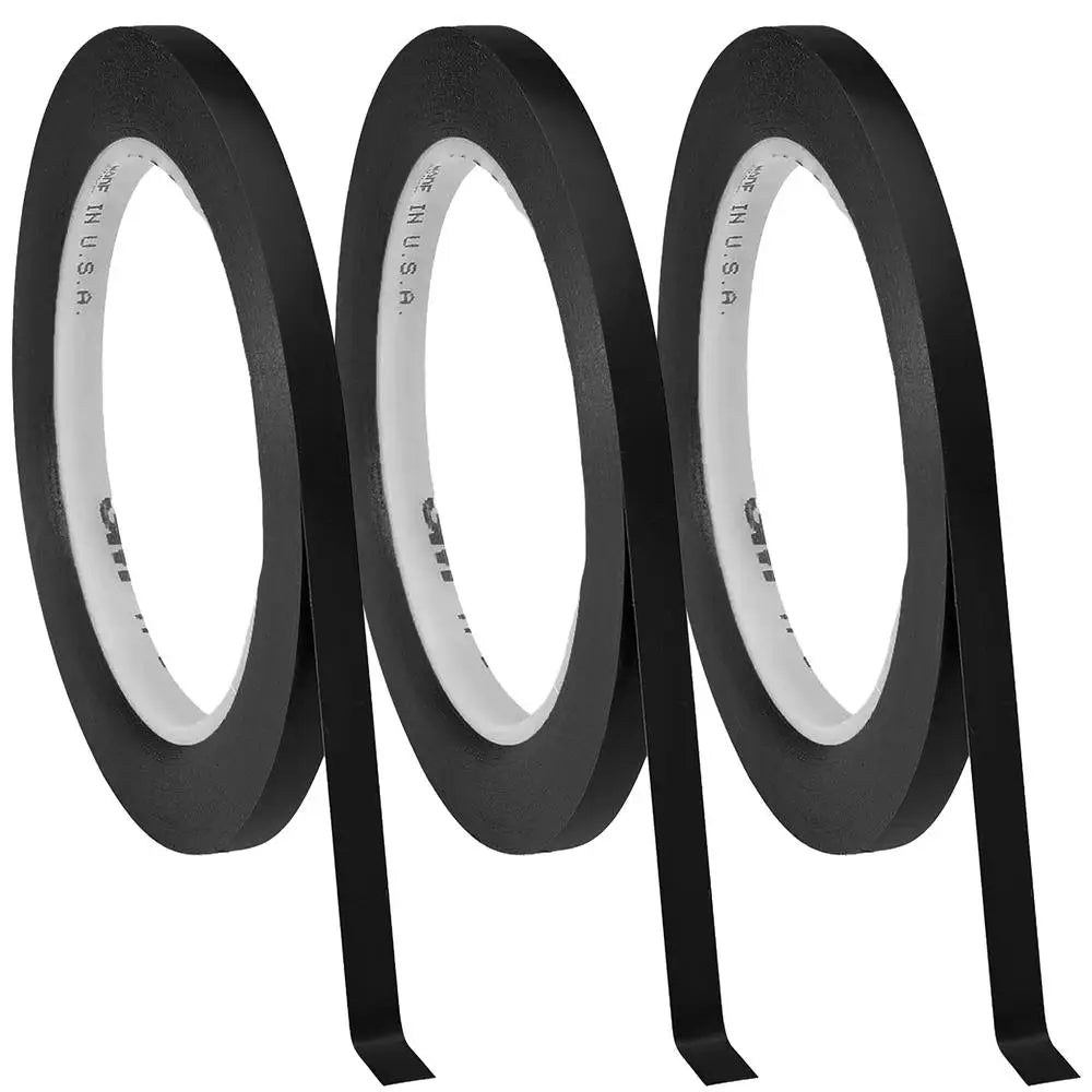 Cinta negra vinil 3mm precisa, MXVTK, Negro, Rollo 66m, 3mm Grosor, Vinil.