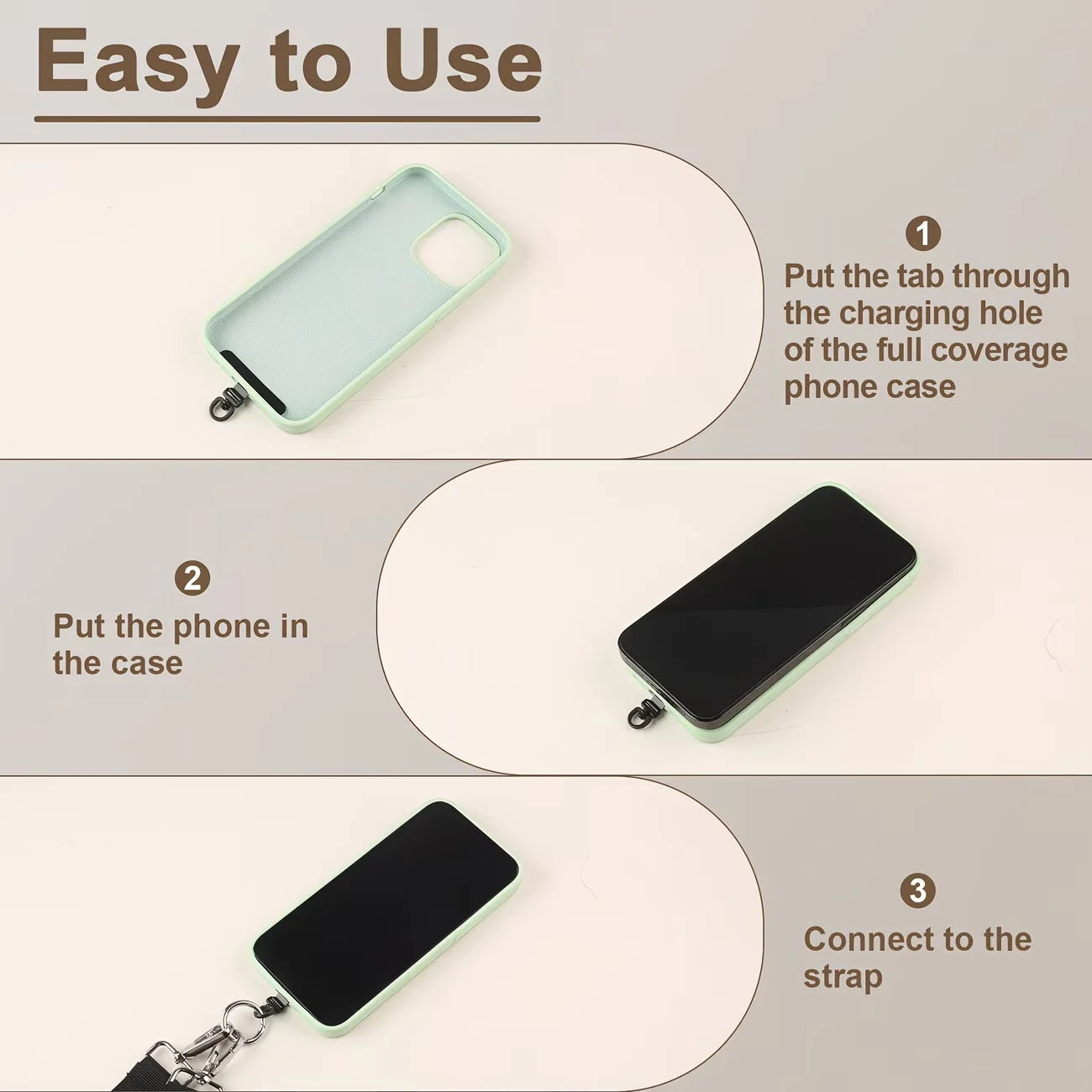 2 piezas de 360 °   Conectores giratorios de acero inoxidable para colgar teléfonos móviles, parches metálicos de seguridad para pulseras de teléfono móvil