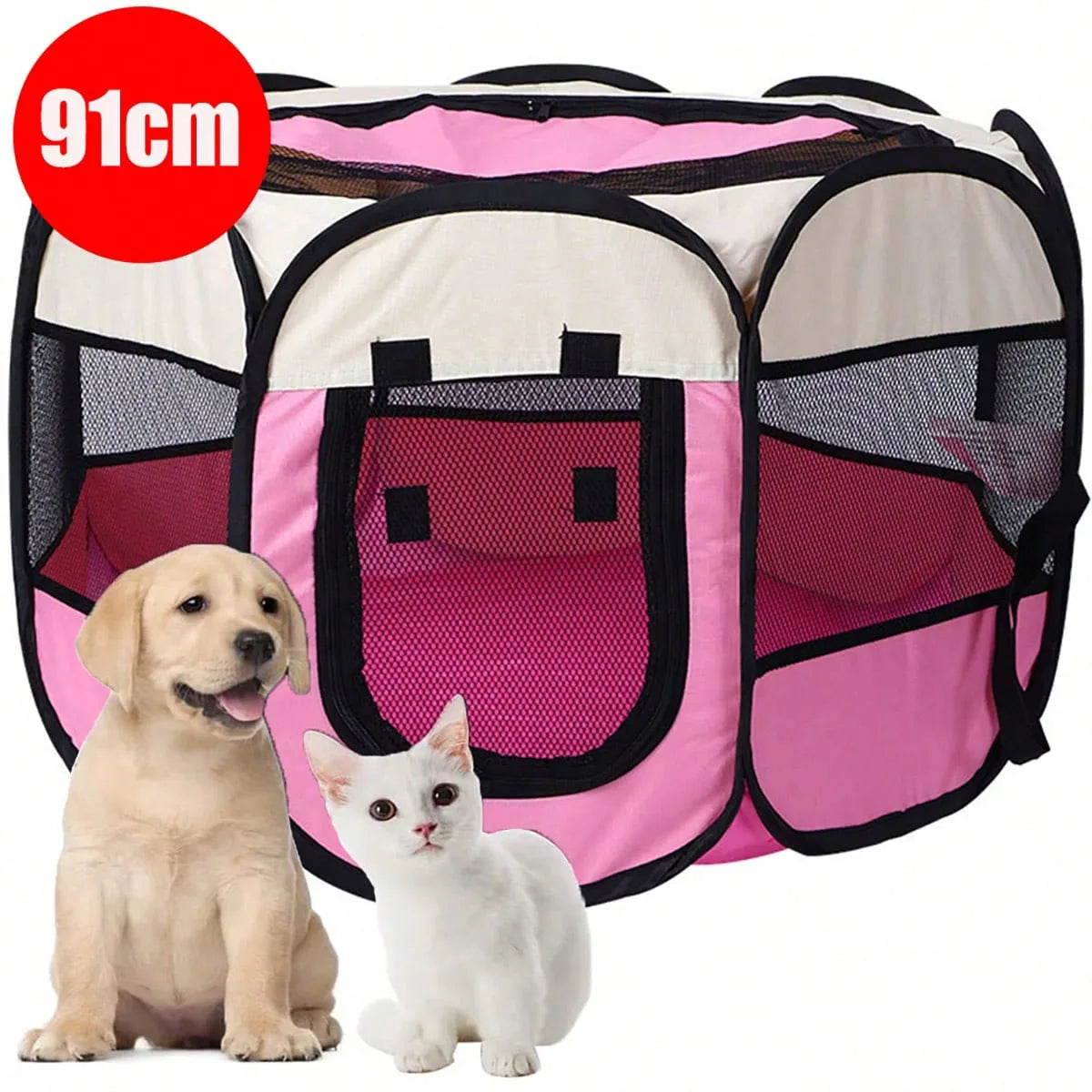 Plegable Duradero Y Portátil Lona De Oxford Valla De La Sala De Partos Para Mascotas Nido De Gato De Jaula De Perro Octogonal