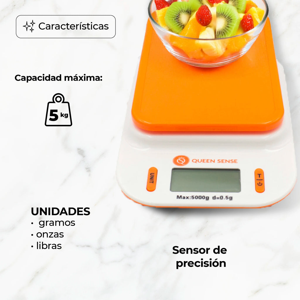 Bascula para cocina, Báscula Gramera Digital Cuadrada 0.5gr a 5kg,