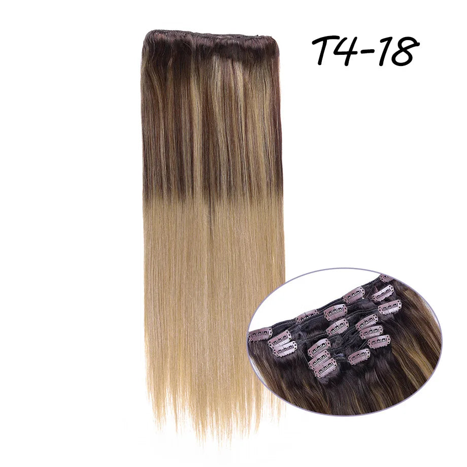 Extensión de cabello humano con Clip, extensiones de cabello humano Remy Natural de doble trama, extensiones de cabello brasileño con Clip