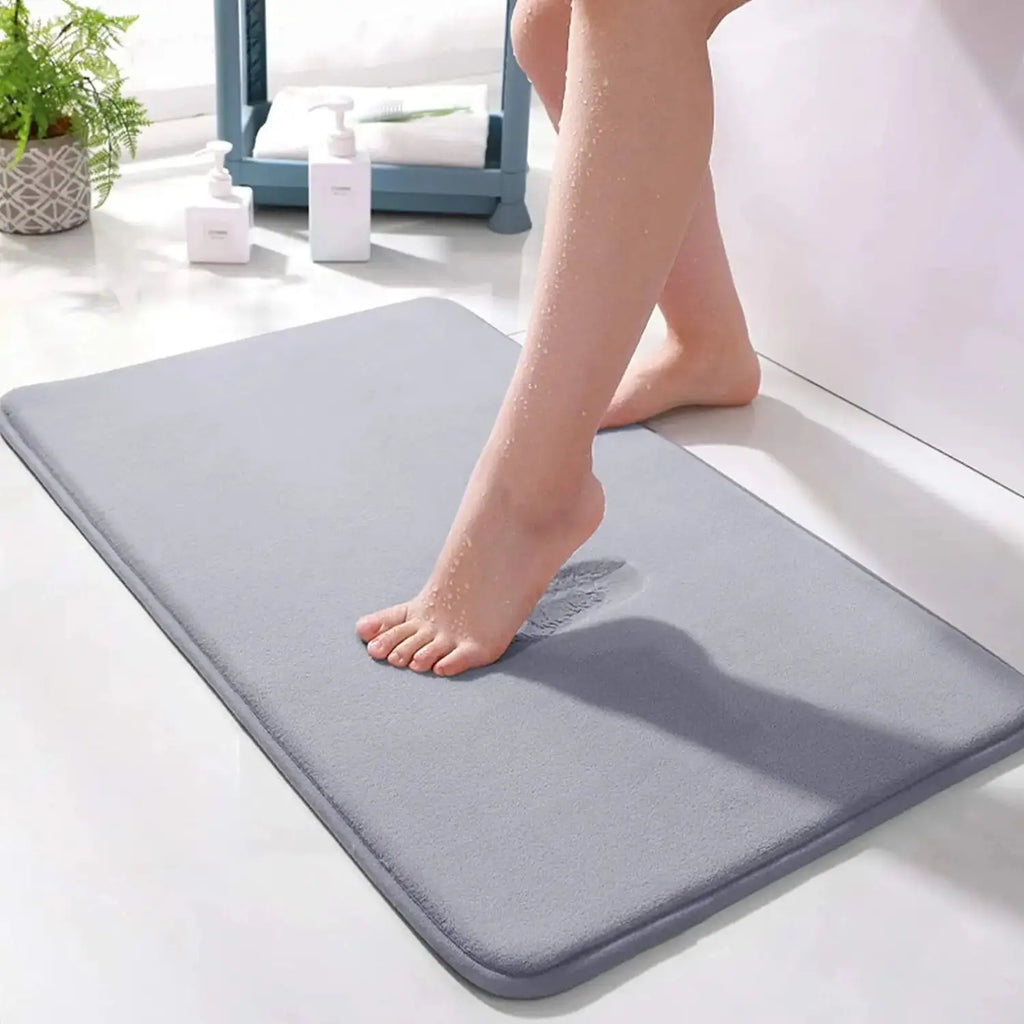 Bluelander Tapete de Baño Antiderrapante Memory Foam, Espuma Viscoelástica Gruesa, Alfombrilla de Baño Antideslizante de Terciopelo, Super Absorbente y Suave para Todo Hogar (1 Pieza)