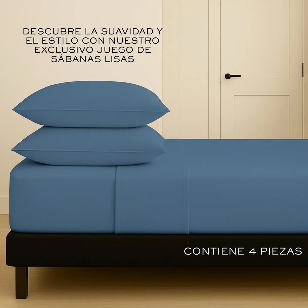 Juego de Sabanas para Cama, Sabana Bajera, Sabana Plana y Funda de Almohada, Cajon Amplio, 2800 Hilos, Premium Egipcian, Tamaño Individual, Matrimonial, Queen y King Size