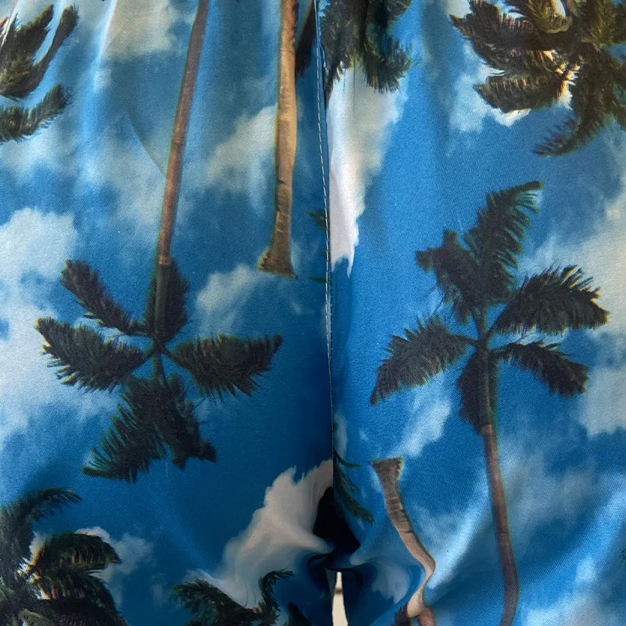 Short Playero Deportivo para Dama - Diseño Tropical Estampado - Talla Reducida
