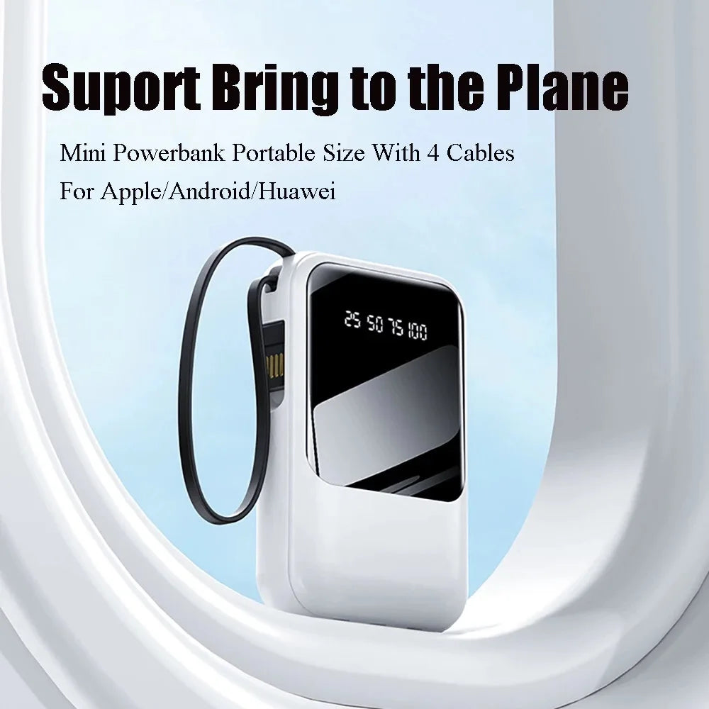 Power Bank Batería Portátil 20000mah carga rápida incorporada con pantalla digital de 4 cables Banco de energía externo
