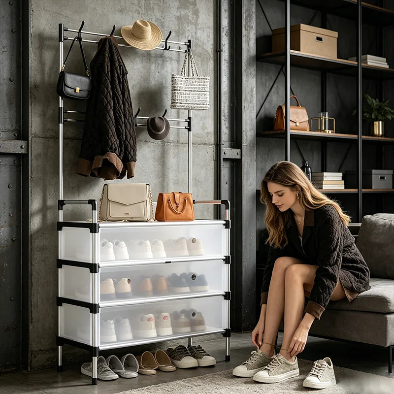Organizador de Zapatos Multifuncional con Cubierta Antipolvo, Ideal para Ropa, Sombreros y Artículos Diarios