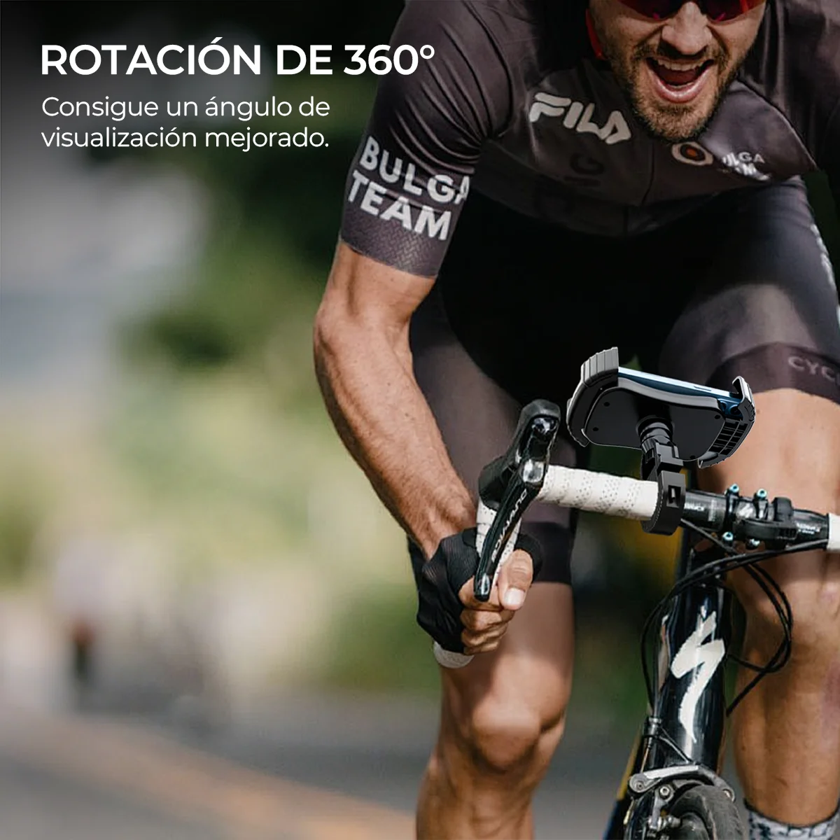 Soporte Celular Bicicleta, Soporte Movil Moto Universal 360 ° Rotación Anti Vibración Porta Telefono Motocicleta Montaña Soporte