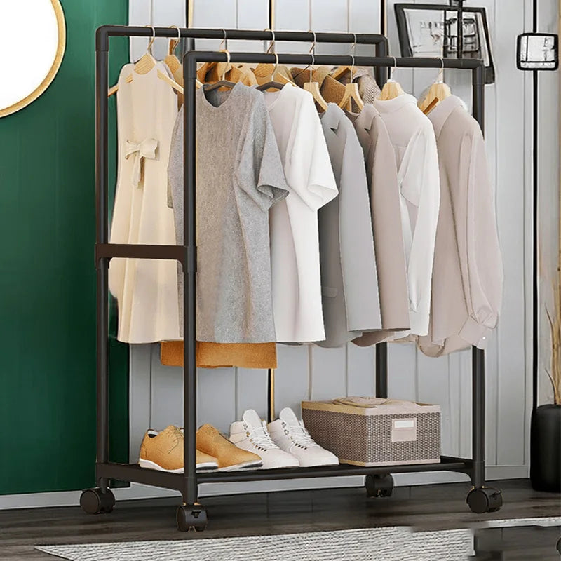 Rack Perchero Acero Closet Organizador Doble Movil Llantas