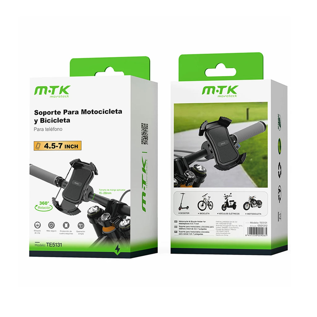 Soporte Celular Bicicleta, Soporte Movil Moto Universal 360 ° Rotación Anti Vibración Porta Telefono Motocicleta Montaña Soporte