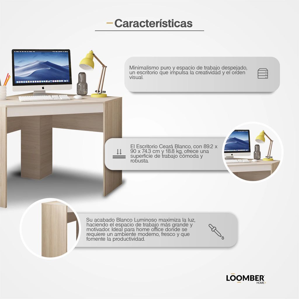 Escritorio Ceará Café Claro Con Blanco Loomber