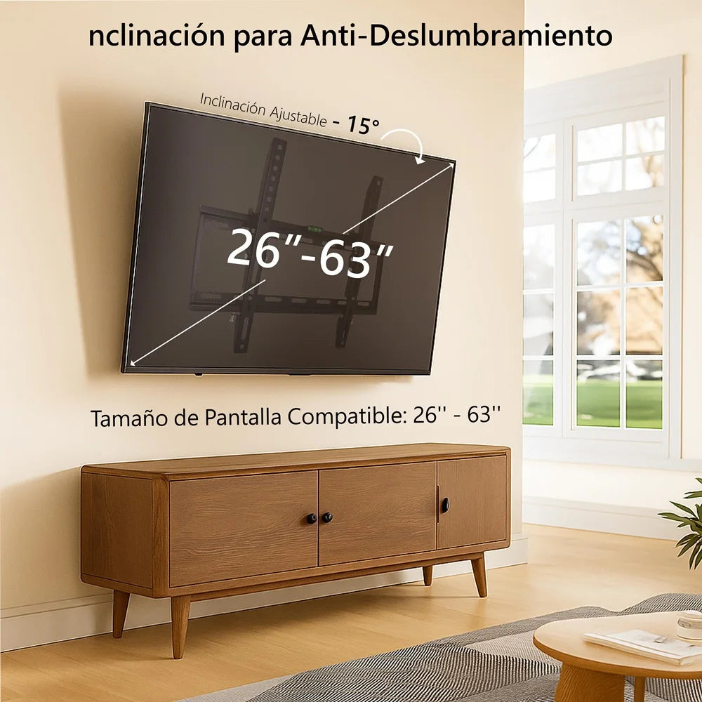 Base Soporte para TV 26-63 Pulgadas Soporta 35kg Acero Laminado en Frío SPCC para Pantalla Smart LED y LCD Universal Resistente y Firme Soporte de Television TV Base MAX VESA 400x400mm,Ajuste de Inclinación -15°