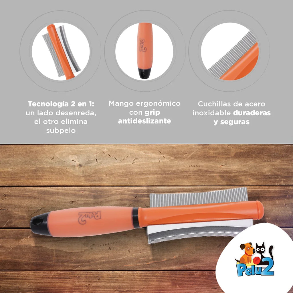 Cepillo Peine Deslanador Desenreda Y Deslana 2 En 1 Pelu2 para Perros