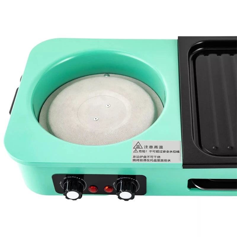 Parrillas eléctricas multifuncionales, sin humo 3 en 1, olla caliente para barbacoa de estilo coreano, máquina de cocina múltiple, bandeja para hornear eléctrica antiadherente