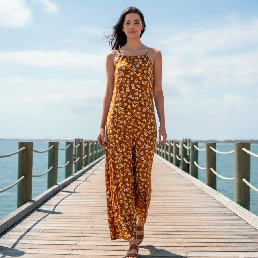 Maxi Vestido Playero Estampado – Diseño Halter de Verano (Color Sorpresa)