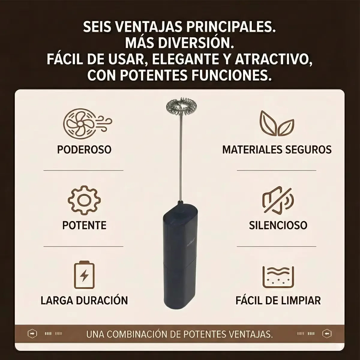 Máquina de espuma eléctrica de leche de café rápida inalámbrica 9500rpm, mezcladora de espuma mini agitador de huevos fácil uso, uso versátil para café, matcha y más bebidas Además de leche espumante