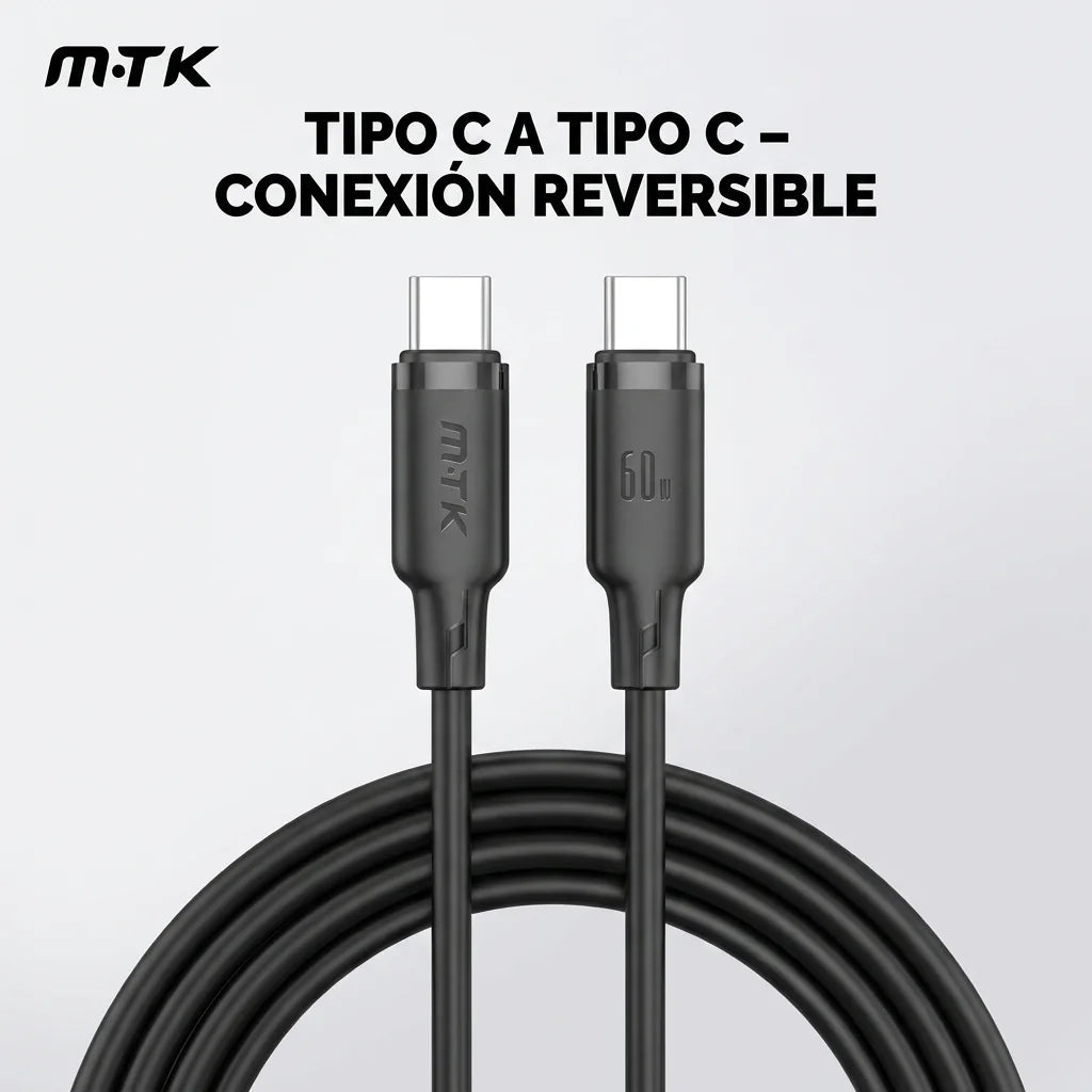 60W Cable USB C 1M Carga Rápida Trenzado – Compatible con iPhone 16/15, Galaxy S24/S23, Pixel, MacBook Air/Pro, iPad Pro, CarPlay, Android Auto (Blanco/Nergo)