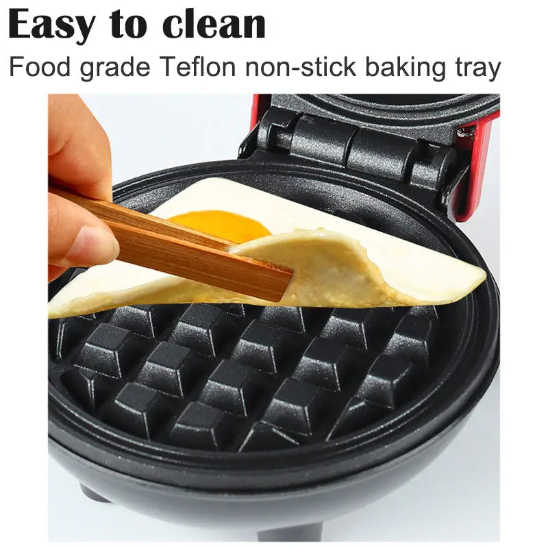 Mini antiadherente waffle maker desayunador casero hacer postres hornear waffle maker pan