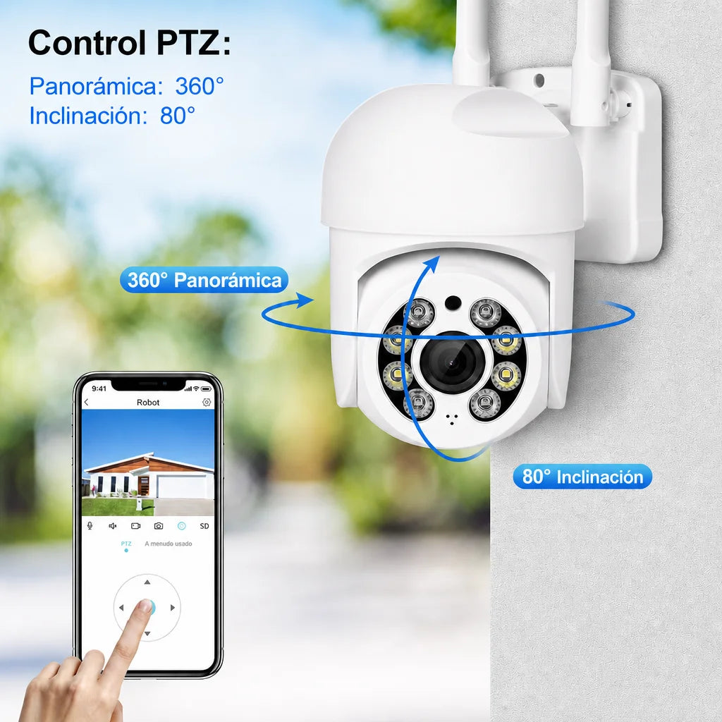 Security Indoor , 2MP, 2K, Cámara de Seguridad Interior, Cámara IP Domo 360°, Visión Nocturna, Monitor para Bebé y Mascotas, Wi‑Fi, Control por App, Compatible con Alexa, Google Assistant