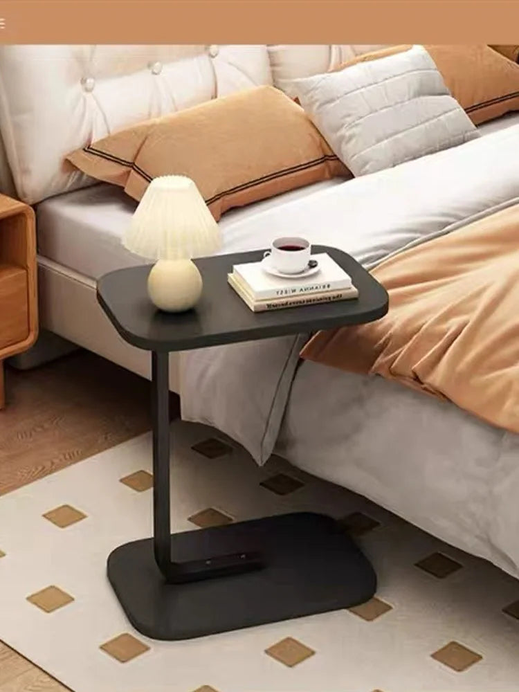 Mesa auxiliar para sofá cama, mesa auxiliar nordica en forma de U con tabloide, pequeña mesa auxiliar para todo uso, elegante y moderna