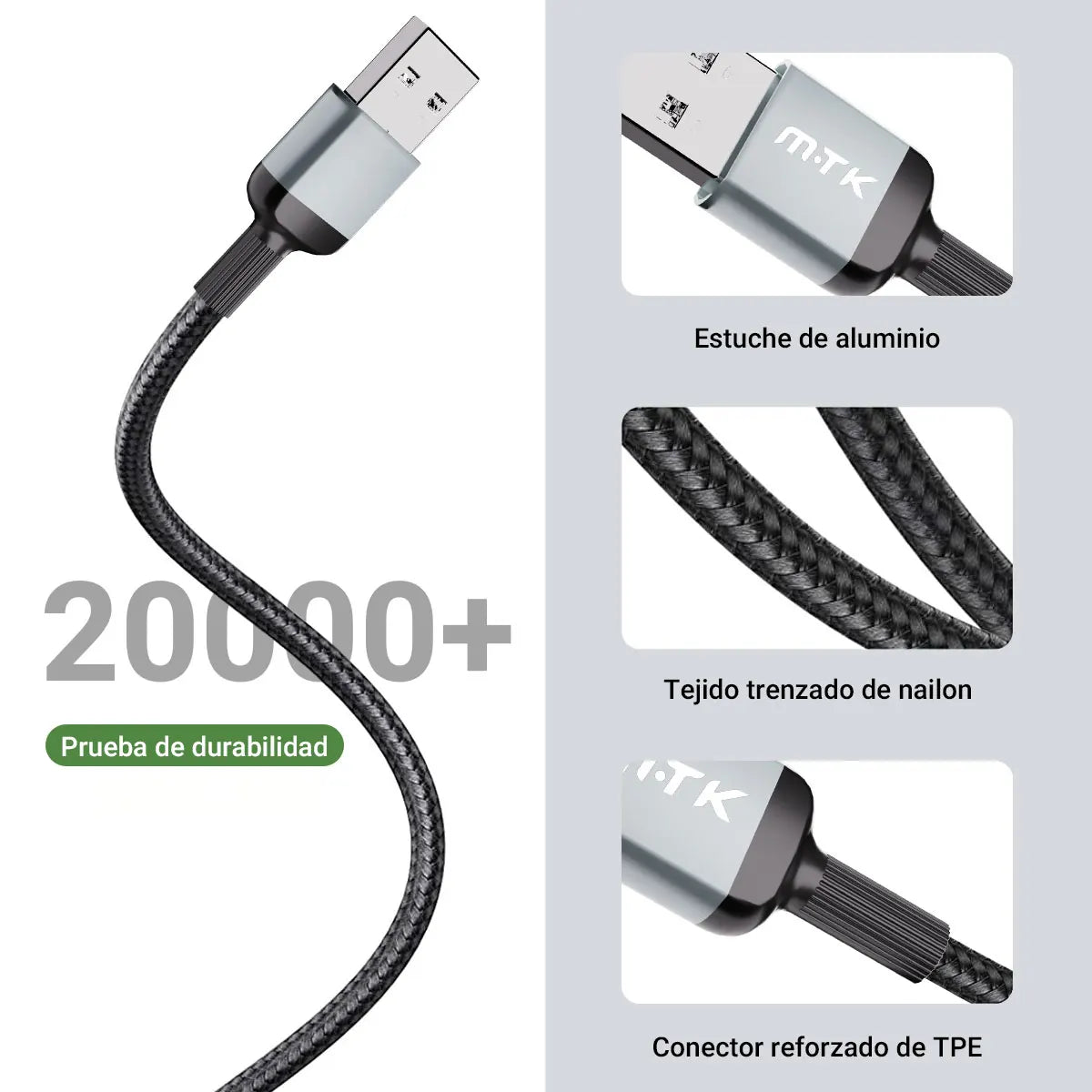 Cable USB a Micro USB de 5V/2A, 3 pies/1 m - Cable USB a Micro USB con Soporte para Sincronización de Datos y Carga, Compatible con Laptop |