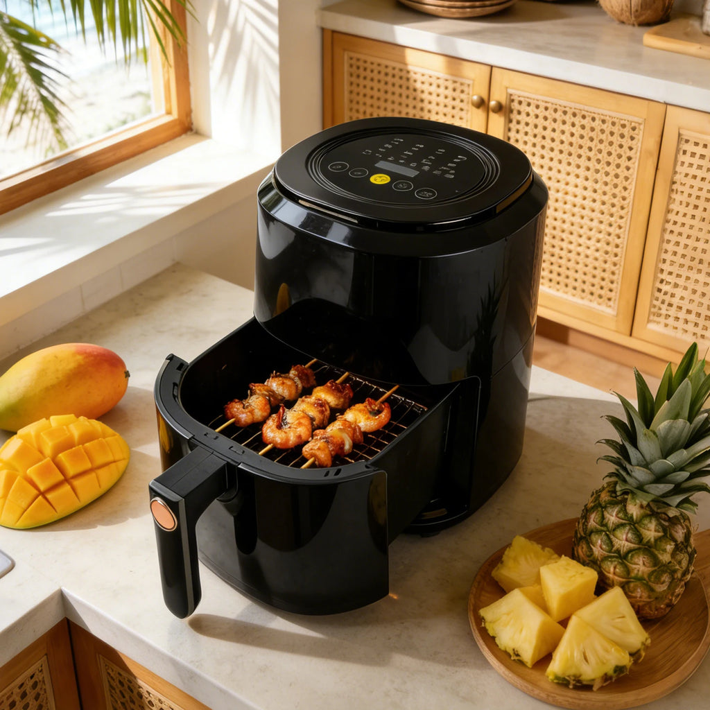 Freidora de Aire 7.5L con Ventana Visual, 10 Programas Automáticos, Cocción Sin Aceite 360°, Antiadherente, Temporizador, Ideal para Pollo/Papas/Pizza, Hogar y Oficina.