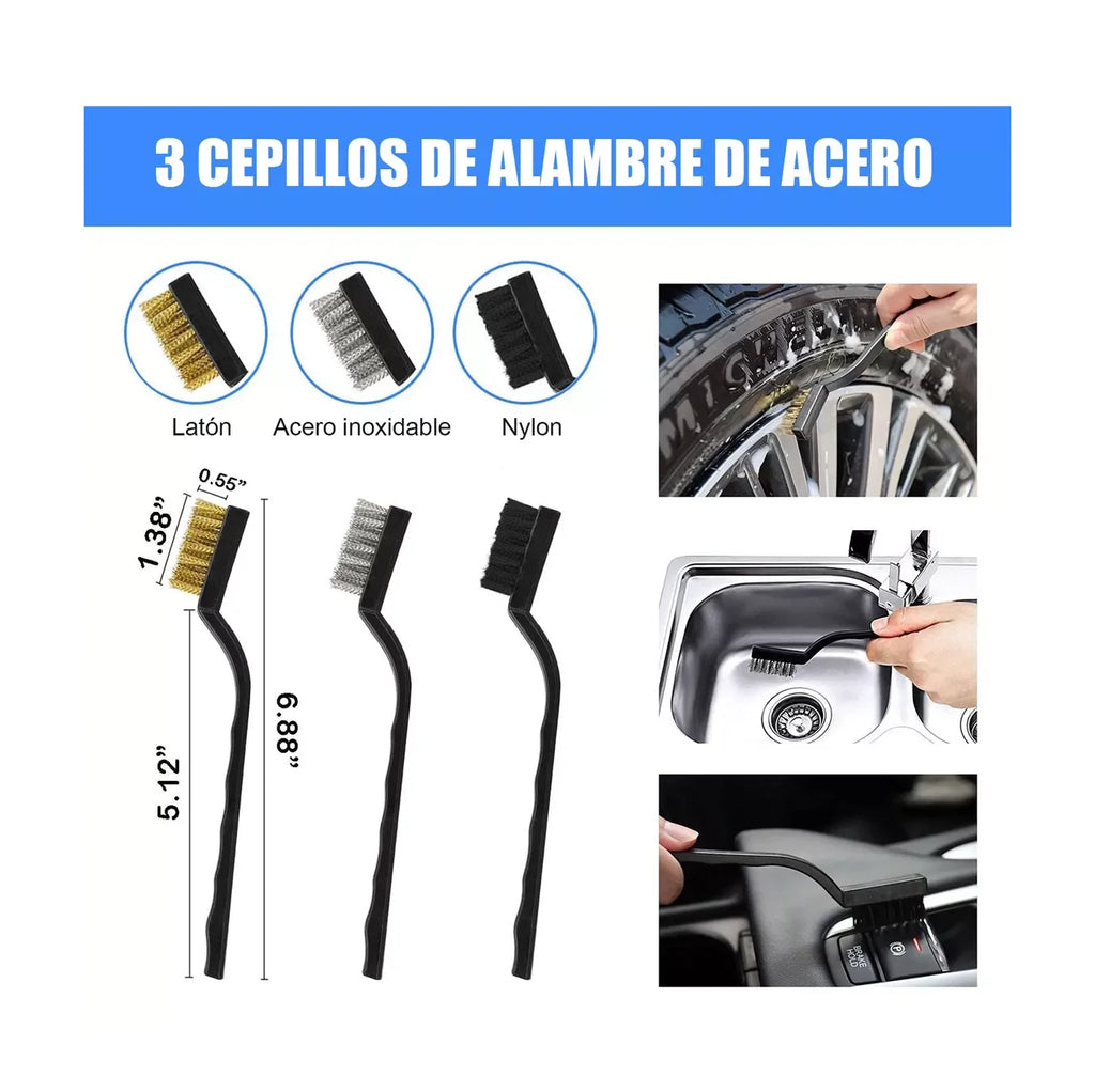13 Pzs Brochas Para Detallado Automotriz Cepillos Hendiduras Lab.G