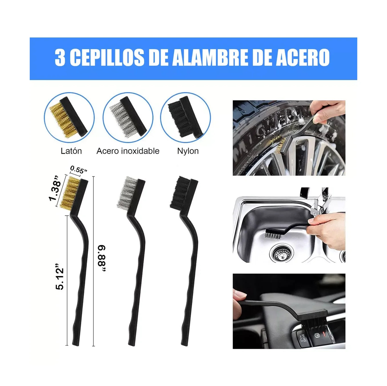 13 Pzs Brochas Para Detallado Automotriz Cepillos Hendiduras Lab.G