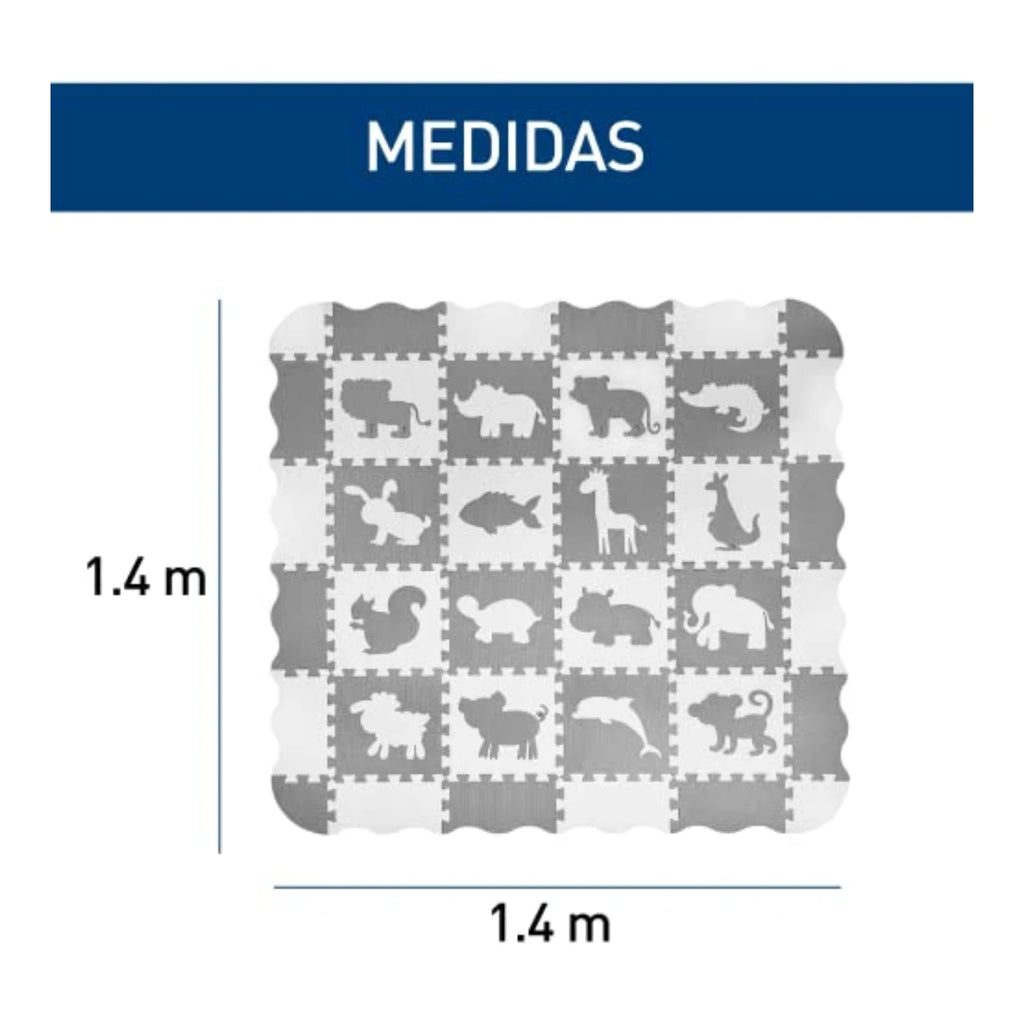 Bluelander Tapete para Bebe, Tipo Rompecabezas de Juegos para Bebés, Foamy, Espuma Sólida, Piso de Foamy de 1.3 x 1.3 m, 1 cm de Grosor, Set 36 Piezas