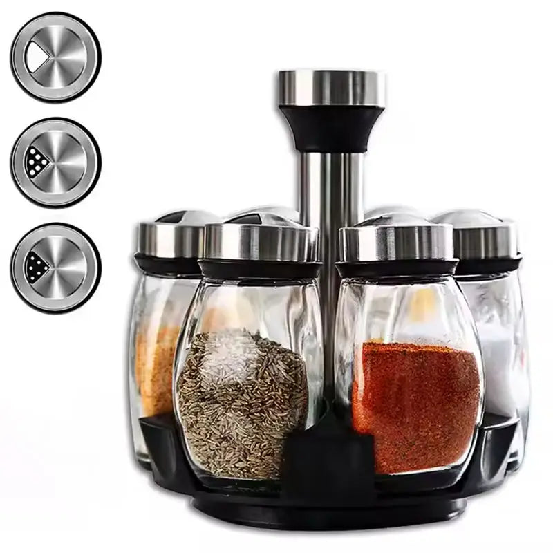Estantería giratoria de vidrio para almacenamiento en cocina, a granel: estantería giratoria para condimentos que ahorra espacio