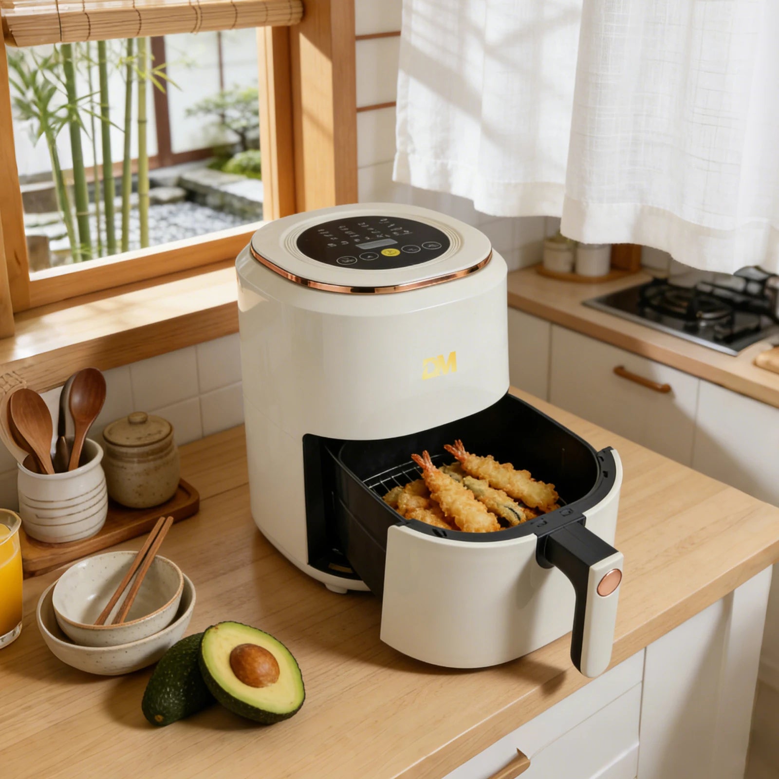 Freidora de Aire 7.5L XXL con Ventana Visual, 10 Programas Automáticos, Cocción Sin Aceite 360°, Antiadherente, Temporizador, Ideal para Pollo/Papas/Pizza, Hogar y Oficina.