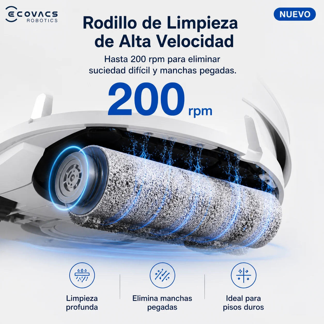 ECOVACS DEEBOT T80 OMNI Robot Aspirador y Trapeador con Estación Automática, Lavado con Agua Caliente 75°C, Rodillo 200rpm, Navegación Inteligente, Control por App