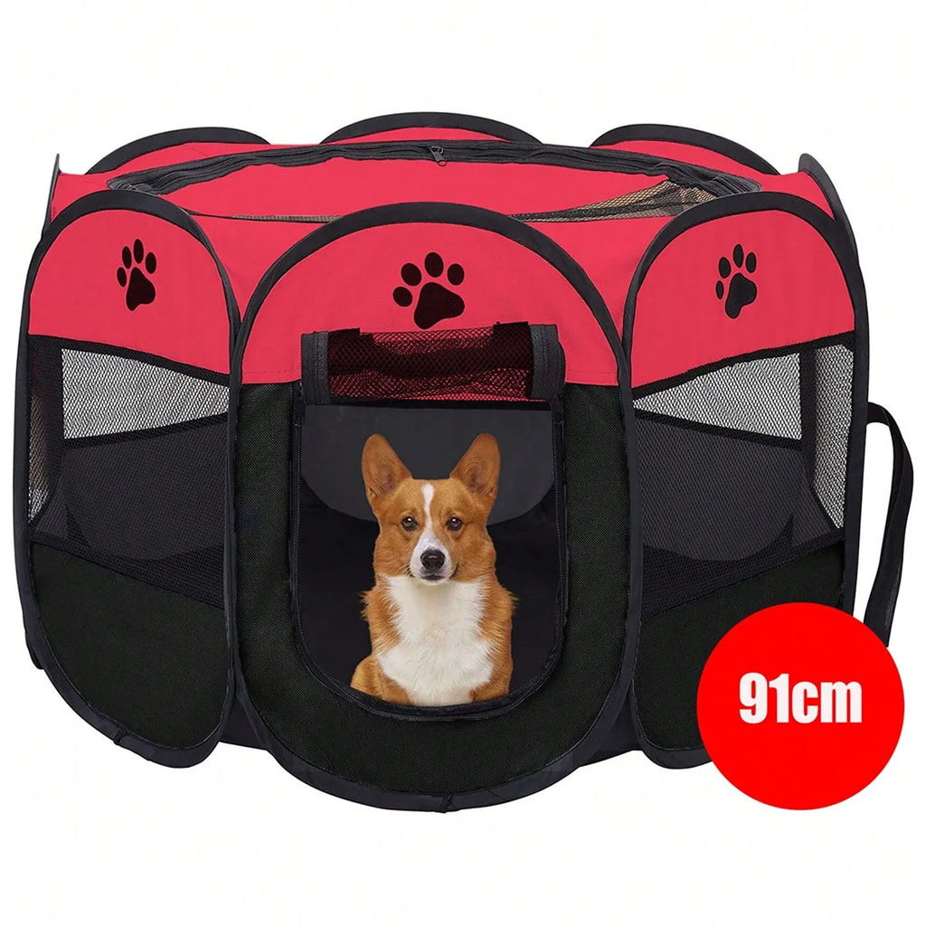 Plegable Duradero Y Portátil Lona De Oxford Valla De La Sala De Partos Para Mascotas Nido De Gato De Jaula De Perro Octogonal