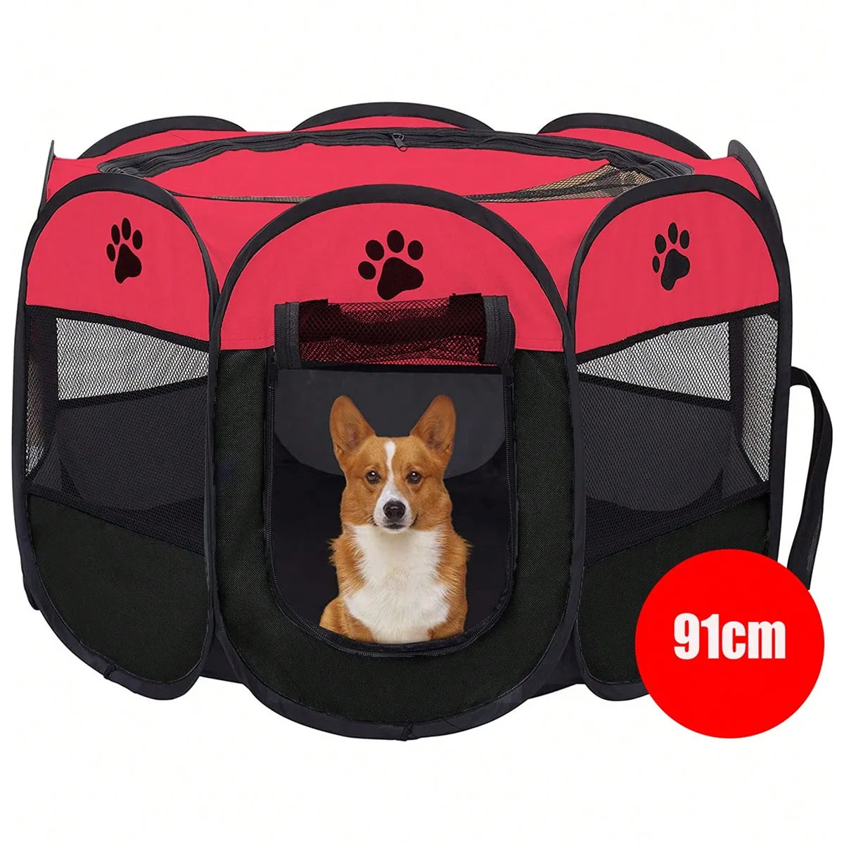 Plegable Duradero Y Portátil Lona De Oxford Valla De La Sala De Partos Para Mascotas Nido De Gato De Jaula De Perro Octogonal