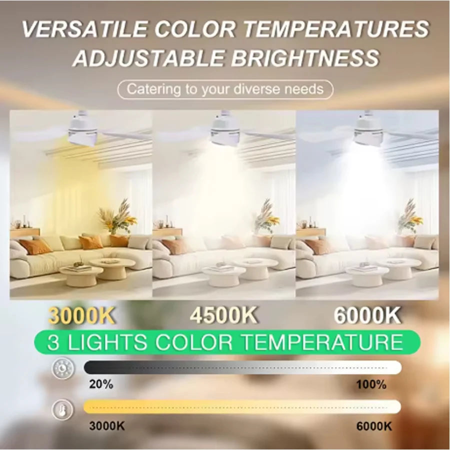Ventilador de techo atornillado con casquillo de luz, ventilador de techo remoto con luz, 3 velocidades regulables para dormitorio, cocina, sala de estar