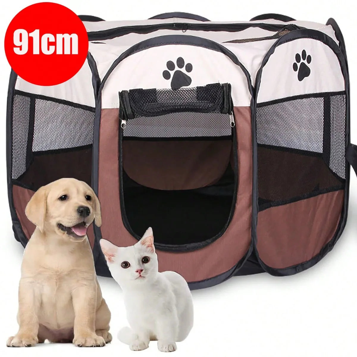 Plegable Duradero Y Portátil Lona De Oxford Valla De La Sala De Partos Para Mascotas Nido De Gato De Jaula De Perro Octogonal