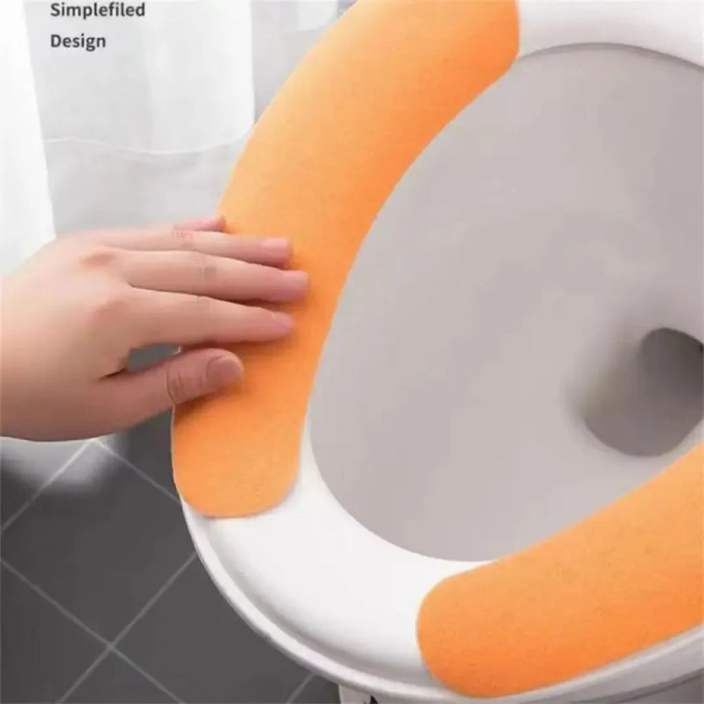 5par Pegatina de franela cálida reutilizable para asiento de inodoro, fundas lavables, alfombrilla de baño, cubierta de asiento Universal, 2 unidades por juego