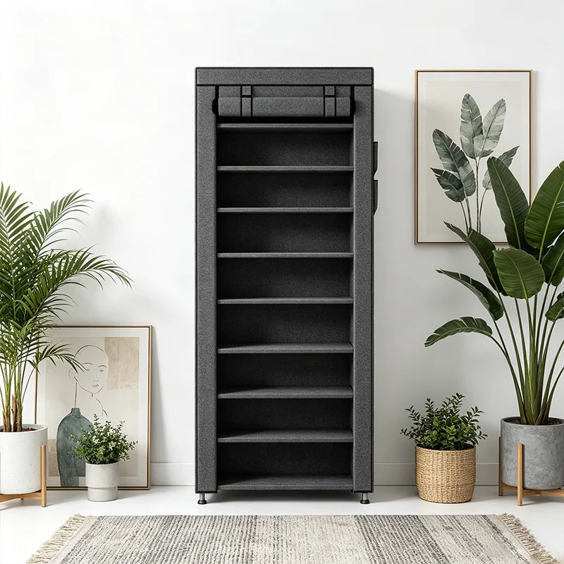 Estante de Zapatos de 9 Niveles Antipolvo, Zapatero con Gran Capacidad, Armario de Tela Ajustable para Hogar y Dormitorio