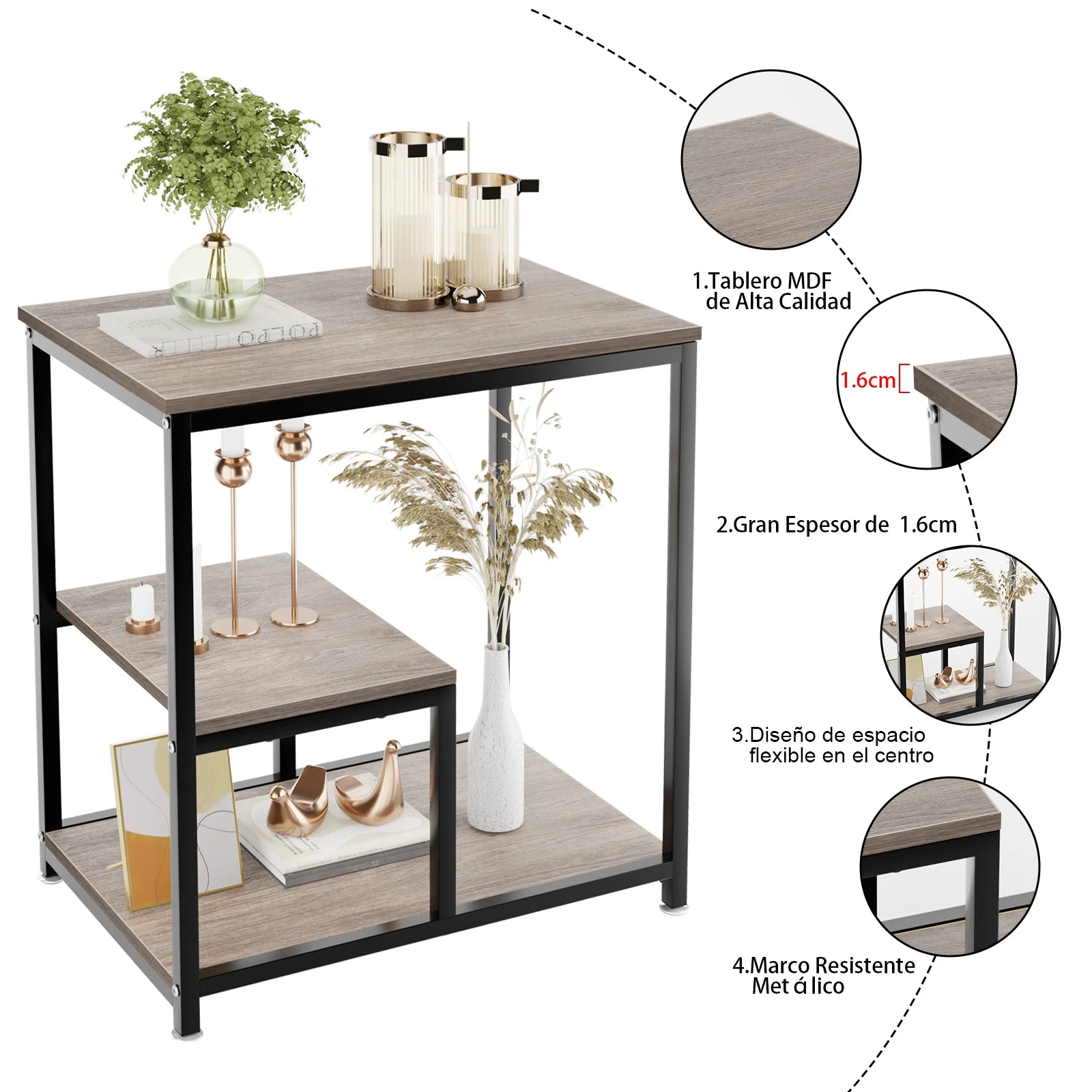 60*30cm Mesa Para Jardín, mesa Auxiliar, Mueble Para Impresora Mesa Auxiliar, Mueble Para Impresora Mesas Laterales Estante Mueble Organizador Con Ruedas Mesa Librero