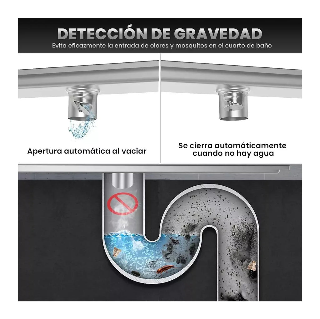 Coladera Desagüe Invisible Lab.G Baño Anti Olor Lineal Inoxi 30*10cm Gris