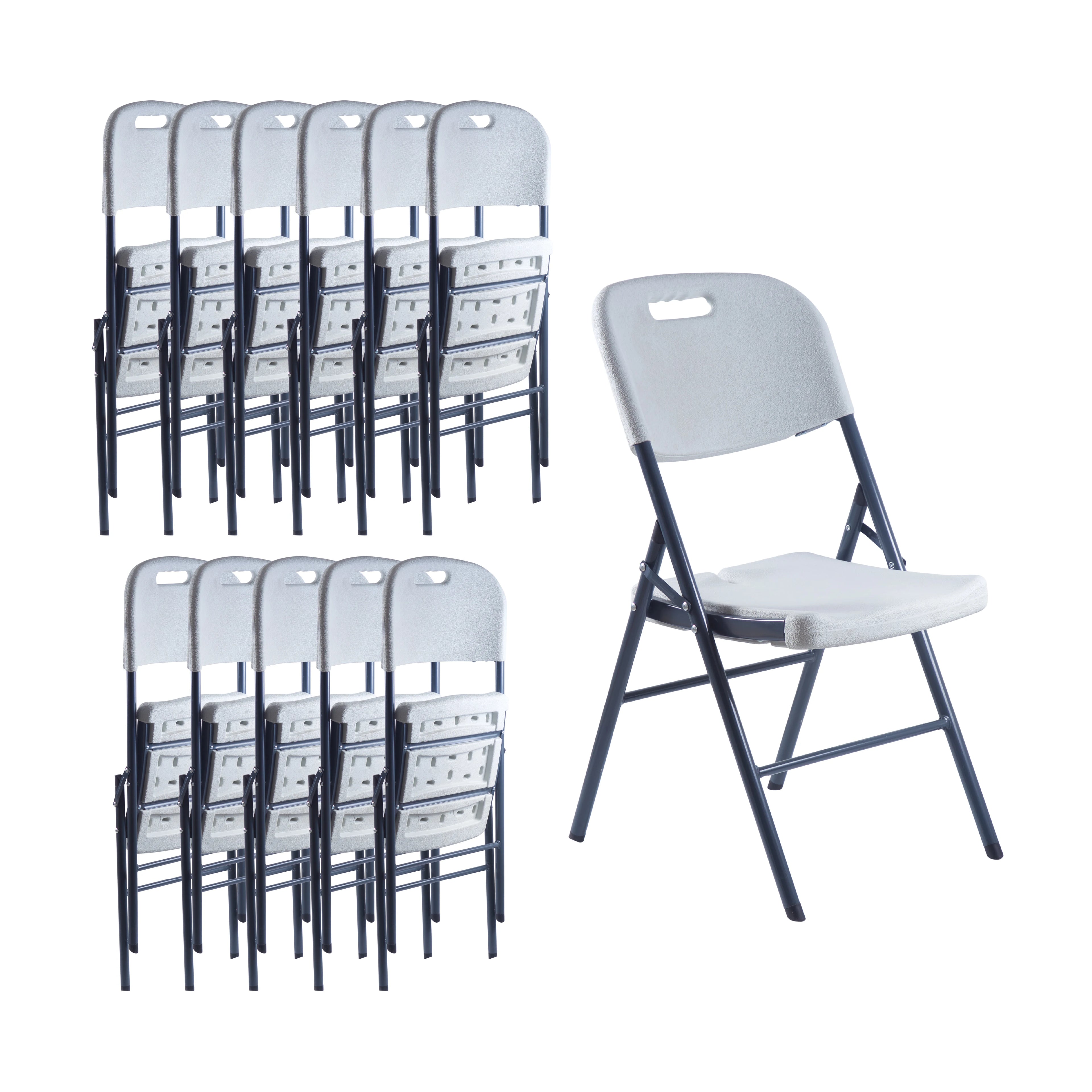 Combo 12 Sillas Plegables Blancas | Resistentes y Compactas | Ideal para Eventos, reuniones, negocios y el hogar