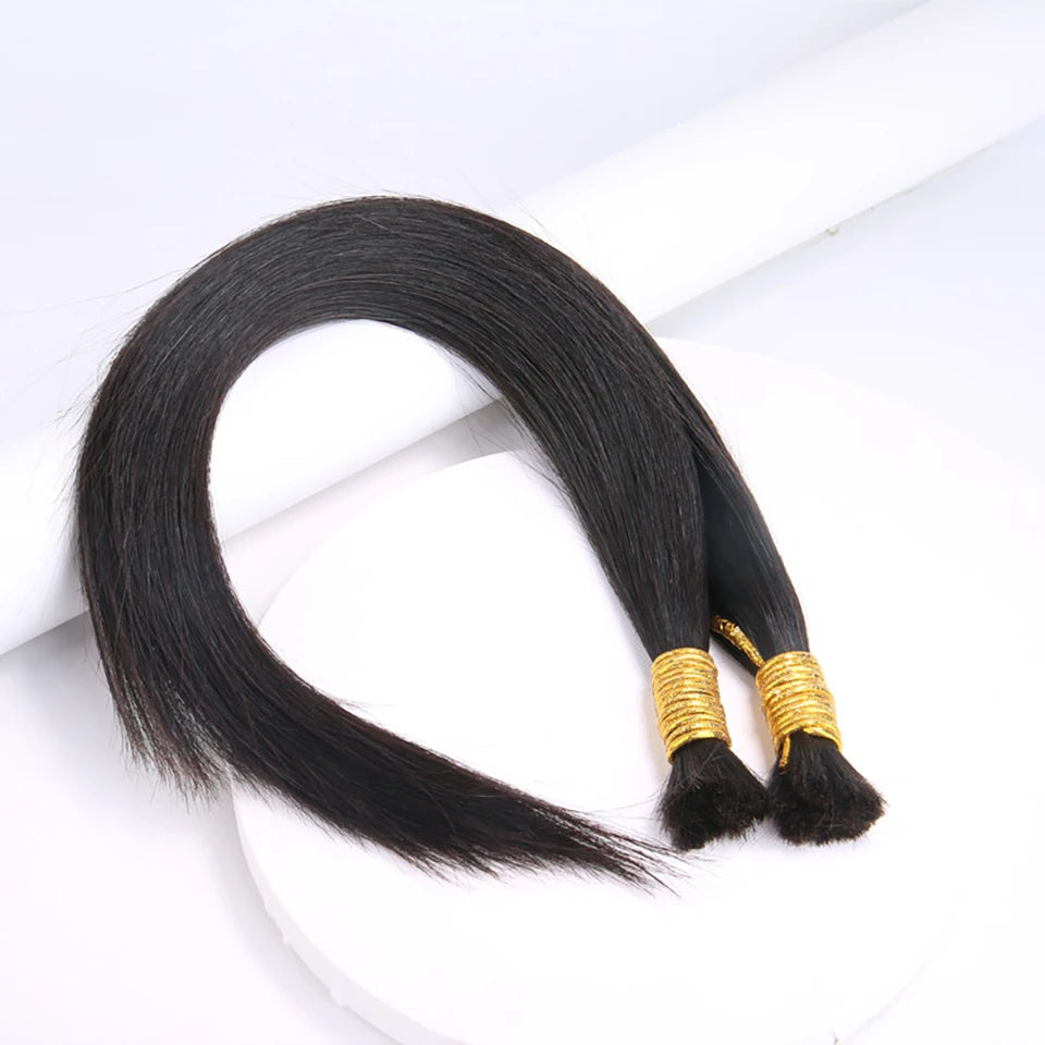 Cabello humano liso a granel sin trama, 100% cabello humano a granel para trenzar, extensiones de 16-26 pulgadas, color negro natural, 50 g/unidad