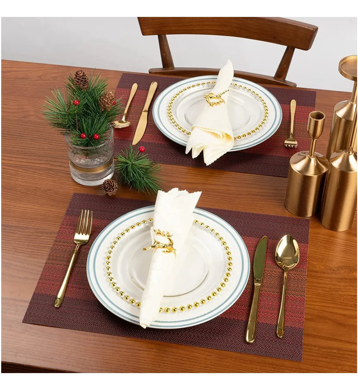 Manteles Individuales Antideslizantes Lab.G Para Restaurante 8 Pcs Rojo