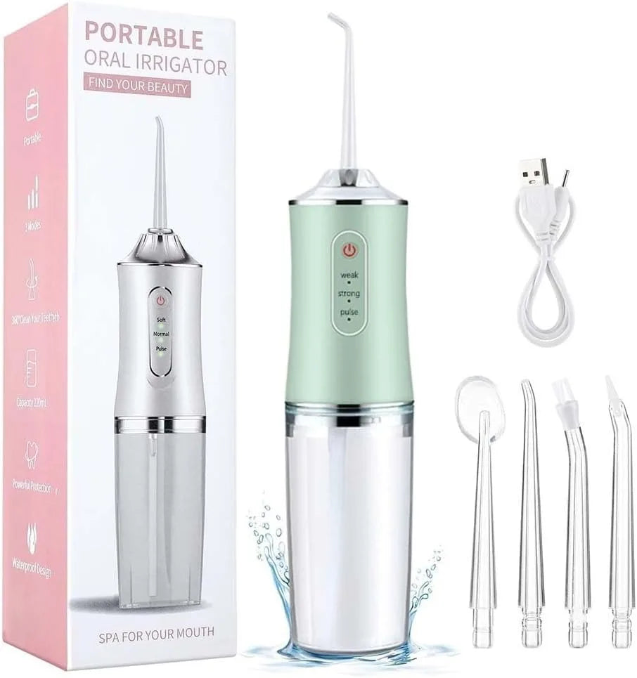 Irrigador Bucal Portátil Traje Limpiador Dientes Eléctrico Con3 Modes & 4 Nozzle Ipx7 Impermeable Portable Design Extraíble Y Lavable Inalambrica Usb Recargable Capacidad